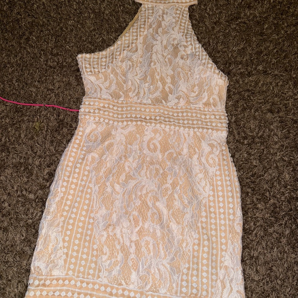 PrettyLittleThing Cream Lace Midi Dress